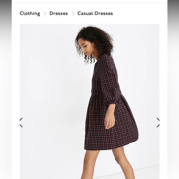 Madewell Plaid Flannel Raglan Button Front Shirt Dress Size 6 EUC - Picture 5 of 13